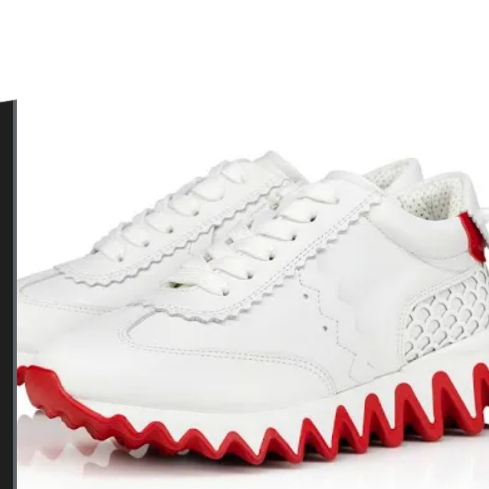 Christian Louboutin White and Red Sneakers
